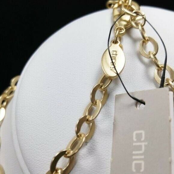 Chico's Gold Tone Charm Necklace, Bee Heart Star Beads, 39 Inches, New With Tags - Picture 9 of 10